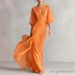 Women's Romantic Deep V Neck Long Dress with Lantern Sleeves Fitted Waist European American Design for Autumn Banquet Socialite Style_ecoleips.com