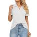 2023 Spring/Summer New European And American Cross-Border Trade Solid Color Short-Sleeve Turn-Down Collar Pocket_ecoleips.com