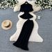 Korean Style Women's Knitted Ruffle Two Piece Set Slim Fit Elegant Summer Commuting Temperament Suit_ecoleips.com
