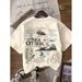 Women's European Size Vintage Sea Otter Biology T-Shirt 100% Cotton Casual round Neck Top_ecoleips.com