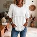 New Women's Casual Loose Fit Shirt Round Neck Pullover Short Sleeve Top Style Fashion_ecoleips.com