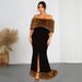 Women's Off-Shoulder Dress With Leopard Print Fur Collar Fishtail European And American Fashion_ecoleips.com