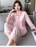 Pajamas Women's Long-sleeved Trousers Ice Silk Two-piece Loungewear Sexy Silk Women's Suit_ecoleips.com