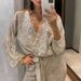 Glitter Sequin Wrap V-Neck Jumpsuit For Women - Stylish Long Sleeve Belted Romper, Casual & Party Outfit (Black, Silver,)_ecoleips.com