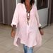 Women's Clothing Casual Cotton And Linen Split Loose Shirt Dress_ecoleips.com