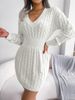 Ins Style Real Shot Autumn Winter European American Waist-Cinching Twist Hip Sweater Dress Cross-Border Women's_ecoleips.com