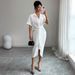 Elegant V-Neck Wrap Dress With Belt – Women’s Bodycon Midi Dress (Stretch & Wrinkle-Resistant) – Sophisticated Office & Evening Wear_ecoleips.com