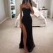 Long Dress European And American New Party Fashion Suspender Dress INS Loose Casual Split-ended Women's Dress_ecoleips.com
