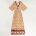 Summer Bohemian Style Printed Long Dress Rayon Women's V-neck Sexy Top And Skirt Two-piece Set_ecoleips.com