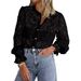 Elegant Lace Blouse With Button Front & Flutter Sleeves – Breathable Polyester Top For Women, Spring & Summer Wardrobe Essential_ecoleips.com