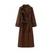 Temperament Double-breasted Belt Extended Woolen Trench Coat Woolen Coat_ecoleips.com