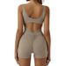 Women's Clothing Women's Sleeveless Bodysuit Yoga Wear With Breast Pads Tummy Control Pleats Beautiful Back Style_ecoleips.com