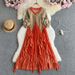 Women's Clothing Summer Design Lotus Leaf Edge Wood Ear Edge Pleated Gold Stamping Heavy Seaside Holiday Dress_ecoleips.com