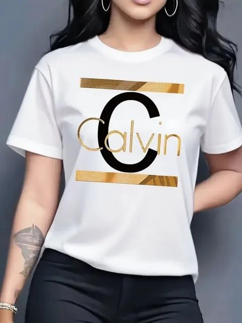 Women's Trendy Oversized Graphic Tee Casual Short-Sleeve T-Shirt with Bold Letter Print in 7 Colors XS-3XL_ecoleips.com
