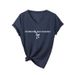 I'm Literally Just Simple Temperament Elegant Printed Casual Women's Loose T-shirt V-neck Short Sleeve_ecoleips.com