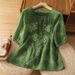 Women's Heavy Duty Round Neck Cardigan Top Embroidered Cotton Linen Loose Fit Short Sleeve Floral T-Shirt New Summer 2026_ecoleips.com