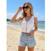 Women's Sleeveless Knitted Vest Style Summer Beach Vacation Top Sexy American Clothing Thin Polyester_ecoleips.com