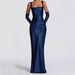 French Socialite Style Evening Dress Elegant Classy Ribbon Embellishments Fishbone Tie Slim Fit Slip Women's Dress_ecoleips.com