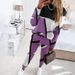 Women's Clothing 2024 new two piece set contrast color printing long sleeved round neck casual fashion suit_ecoleips.com