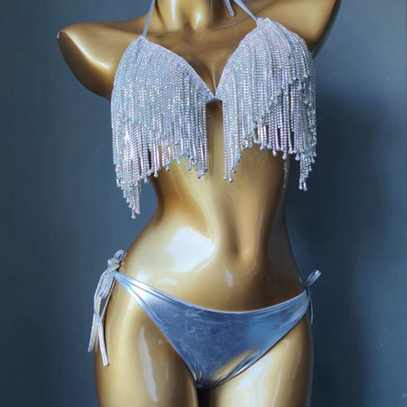 Women’s Clothing Diamond Tassel Bikini Diamond Swimsuit Diamond Tassel Bikini Sewn Diamond Bikini Nightclub Clothes_ecoleips.com