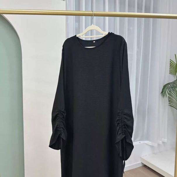 2025 Middle East Dubai Turkey Solid Color Loose Dress Robe LR688_ecoleips.com