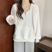 American-style Real-shot Hooded White Mid-length Plus-size Sweatshirt For Women, Spring And Autumn Thin Half-zip_ecoleips.com