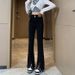 Black Slit Denim Jeans Women, Spring And Autumn 2026 New Model, High-waisted, Slim-fit, Stretchy, Micro-flared Pants For_ecoleips.com