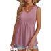 Cross-Border 2025 Style Flowy Ruffle Women's Elegant Sleeveless V-Neck Babydoll Tank Top_ecoleips.com