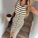 Women's French Striped Sleeveless Knit Dress Summer High End Design Casual Vest Dress for Petite Niche Style_ecoleips.com