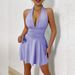 Women's Skirt Strap Halter V-neck Tight Skirt Sexy Dress_ecoleips.com