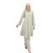 Middle East Arab Cross Border Women's Clothing 2024 New Fashion Loose Mid Length Long Sleeved Shirt Skirt Suit_ecoleips.com