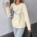 "Bow-Knot Sweatshirt – Cream Ribbed Polyester Comfort (S-XL) | Korean Relaxed Fit With 3D Accents"_ecoleips.com