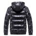 Men's & Women's Winter Hooded Puffer Jacket - Shiny Surface, Thickened Warm Coat, Fashionable Solid Color Zip-Up Outerwear For Youth_ecoleips.com