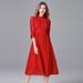 Lace Plus-size Red Dress, New Spring And Autumn Chinese-style Modified Versatile Cheongsam, Festive 100kg Dress_ecoleips.com