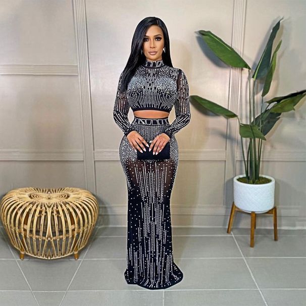 Women's Clothing Ball Gown Evening Dress Elegant Sexy Hot Diamond Skirt Suit_ecoleips.com