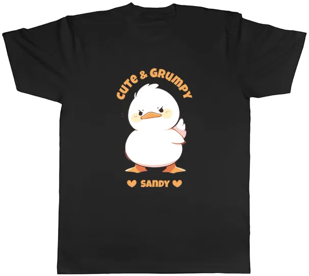 Women's T-Shirts Personalised Duck Cute & Grumpy Mens T-Shirt Funny Bird Tee Gift_ecoleips.com