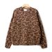 SEZANE New Leopard Print Loose Round Neck Pullover Casual Long Sleeve Sweater Slimming Autumn Winter_ecoleips.com