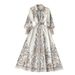 Women's Clothing Spring And Autumn New Style Lantern Sleeve Lapel Single Breasted Printed Dress Women's Waist Sweeping Palace Style Long Skirt Trendy_ecoleips.com