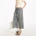 Women's Clothing Women's Distressed Washed Loose Straight Wide Leg Capri Pants Puppy Embroidery For Formal & Casual For Women_ecoleips.com