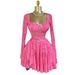 Women's Elegant Sweet Square Neck Bow Long Sleeve Dress American Style Cross Border Summer New 2026 Irregular_ecoleips.com