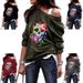 Autumn And Winter Women's Round Neck Sweatshirt With Skull Print Halloween Top_ecoleips.com