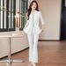 Women's Lightweight Blazer Set Summer Slim Fit Office Suit Jacket With Flared Pants Professional Elegant_ecoleips.com