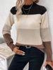 Women’s Color-Block Knit Sweater – Oversized Round Neck Long Sleeve Pullover | Cozy & Stylish (S-XL)_ecoleips.com