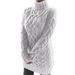 Chunky Knit Turtleneck Sweater Dress – Retro Cable Stitch Long Sleeve Pullover With Colorblock Detail, Plus Size Friendly Winter Wardrobe Staple_ecoleips.com