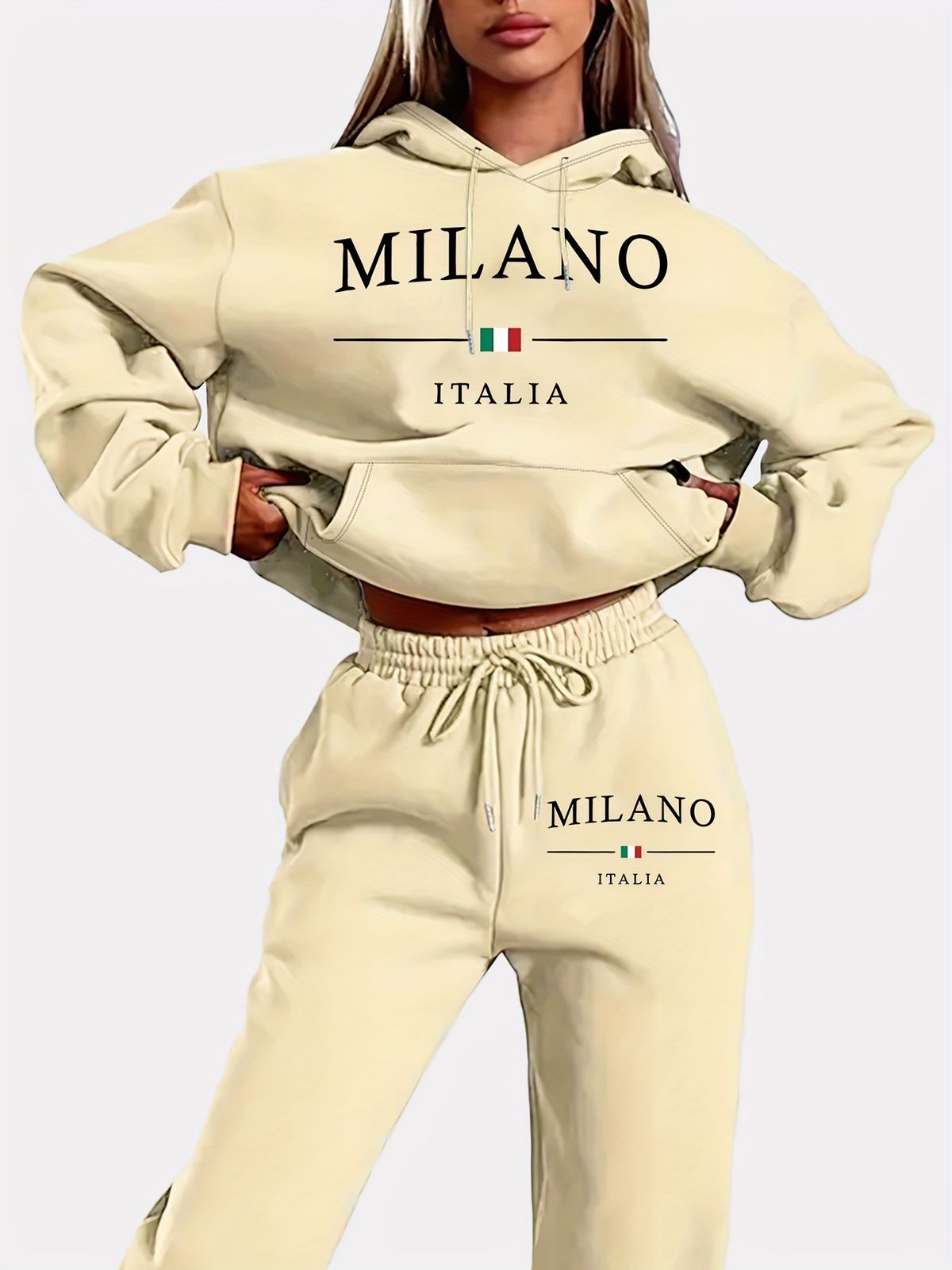 Milano plus Size Velvet Sweatshirt Set European And American Trendy Large Hoodie And Pants Set Ready to Ship Same Day_ecoleips.com