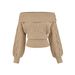 Women's Off Shoulder Long Sleeve Knit Sweater – Korean Chic & Slimming Fall/Winter Top (S/M, Khaki/Black/Red/White)_ecoleips.com