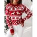 girl 2025 Autumn Winter New European American Women's Christmas Style Elk Long Sleeve Knitted Sweater White_ecoleips.com