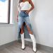 2025 Spring And Summer New High Waist Irregular Raw Edge Denim Skirt Women's Clothing Distressed Washed Skirt_ecoleips.com
