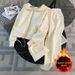 Women's Autumn Winter Fashionable Two Piece Set High Waisted Wide Leg Pants And Fleece Lined Hooded Sweatshirt Casual Loose Fit Youthful Outfit_ecoleips.com