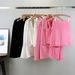 Women's Clothing Spring Knitted Long Sleeved Cardigan Jacket Sexy Suspenders Short Skirt Fashion Three Piece Set_ecoleips.com